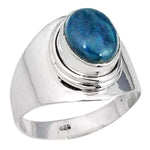 4.16 cts Natural Blue Apatite Gemstone Solid .925 Sterling Silver Ring Size 8
