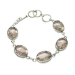 Faceted Morganite Ovals Gemstone .925 Silver Bracelet - BELLADONNA