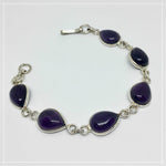 Deep Purple Amethyst Gemstone Silver Bracelet - BELLADONNA