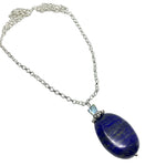 Natural Lapis Lazuli, Swarovski Crystal Bead Gemstone .925 Silver Necklace
