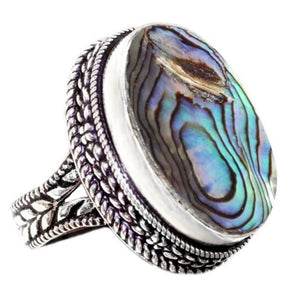 Handmade New Zealand Abalone Set In .925 Sterling Silver Ring Size US 9 / R 1/2