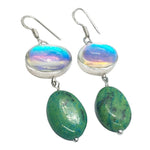 Natural Chrysocolla, Madagascar Fiery Topaz Solid .925 Sterling Silver Earrings