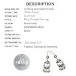 Nepali White Topaz Gemstone Chandelier .925 Silver Earrings - BELLADONNA