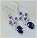 Indonesia- Bali Handmade Purple Amethyst Gemstone.925 Sterling Silver Earrings