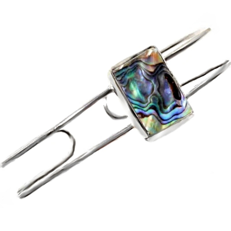 Natural New Zealand Abalone In .925 Sterling Silver Cuff Bangle