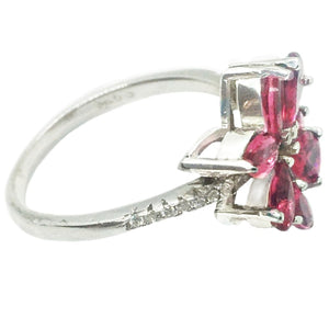 5.03 cts Pink Red Ruby & White Topaz .925 Solid Sterling Silver Ring Size 8