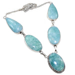 Natural Aquamarine Gemstone  .925 Sterling Silver Necklace