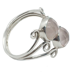 Indonesian- Bali Natural Rose Quartz Gemstone Solid.925 Sterling Silver Ring Size 7 or O