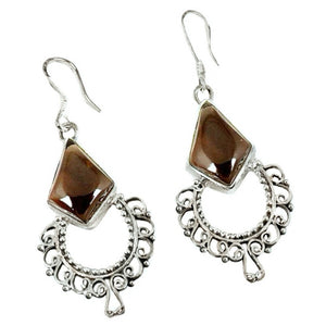 10.93 Cts Natural Smoky Quartz .925 Sterling Silver Earrings