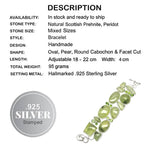 Natural Scottish Moss Prehnite, Peridot .925 Sterling Silver Bracelet