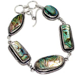 Natural New Zealand Abalone Mixed Shapes In .925 Sterling Silver Bracelet