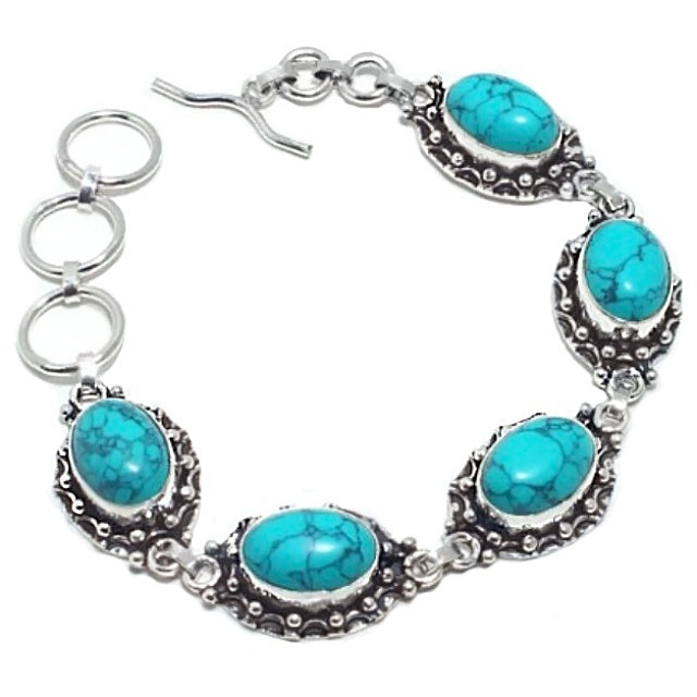 Handmade Sante Rosa Turquoise Gemstone 925 Silver Bracelet - BELLADONNA