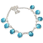 Faceted Blue Topaz Ovals .925 Sterling Silver Necklace