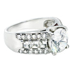 28 cts AAA Diamond Cut White Cubic Zirconia Engagement Solid .925 Sterling Silver Ring Size US 7 / UK O