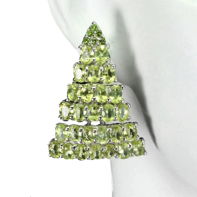 Deluxe 68 Natural Unheated Peridot and Chrome Diopside Gemstones in Solid .925 Sterling Silver Earrings - BELLADONNA