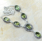 Handmade Green Amethyst Gemstone .925 Silver Plated Necklace