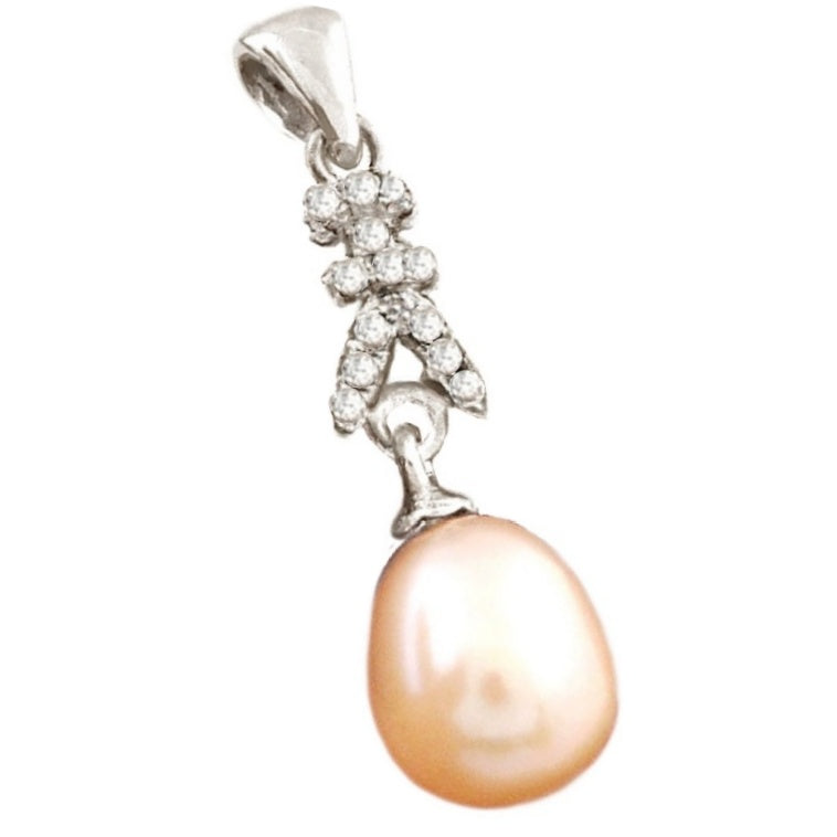 Natural Creamy Pink Pearl White Topaz Solid 925 Sterling Silver Pendant
