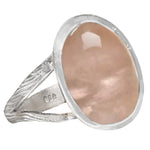 Natural Rose Quartz Gemstone Solid .925 Sterling Silver Ring Size 7.5 or P - BELLADONNA