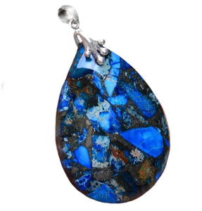 Natural Copper Blue Turquoise Solid .925 Sterling Silver Pendant