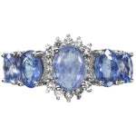 Rare Natural Unheated Tanzanite and White Topaz Ring in Solid .925 Silver Size US 7 or O - BELLADONNA