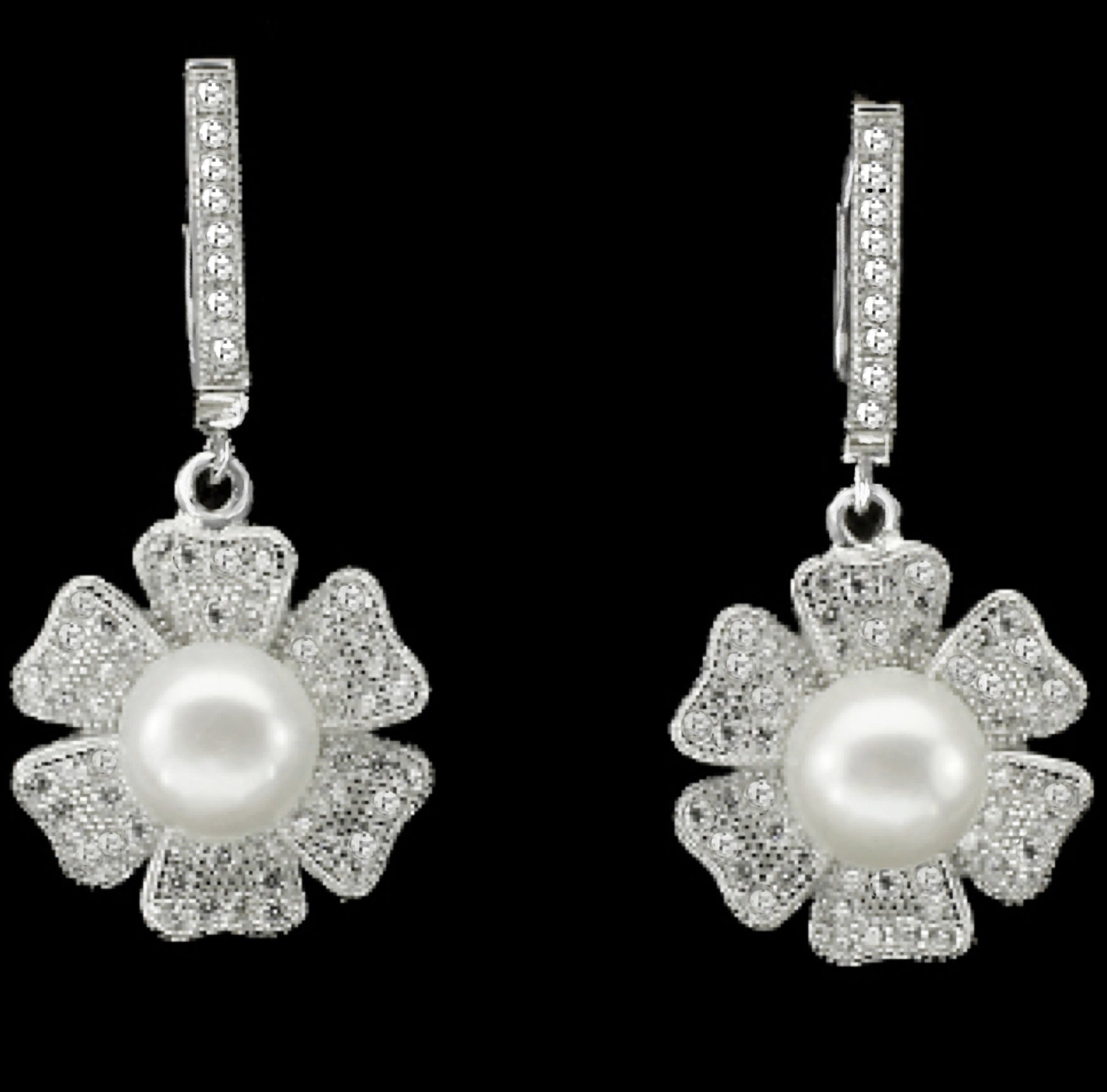 Deluxe Natural White Pearl, Cz Solid .925 Sterling Silver Pendant, Ring ,Earrings