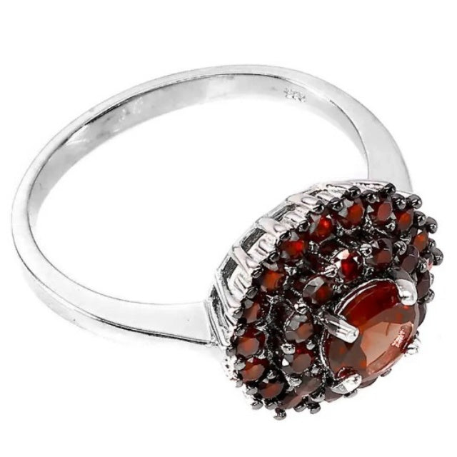 Outstanding 31 Unheated Mozambique Garnets, Solid .925 Sterling Silver Ring US 7 or O