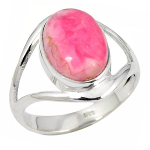 Natural Argentinian Inca Rose Rhodochrosite Solid .925 Silver Ring Size US 9.5