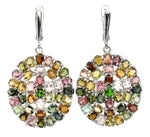 58 cts Deluxe Natural Unheated Multi-Tourmaline Solid. 925 Sterling Silver Earrings