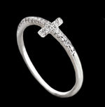 Dainty Faith Cross White Cubic Zirconia  .925 Silver Ring Size US 7 / UK O