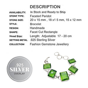 Handmade Peridot Gemstone .925 Silver Bracelet