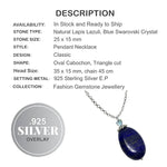 Natural Lapis Lazuli, Swarovski Crystal Bead Gemstone .925 Silver Necklace
