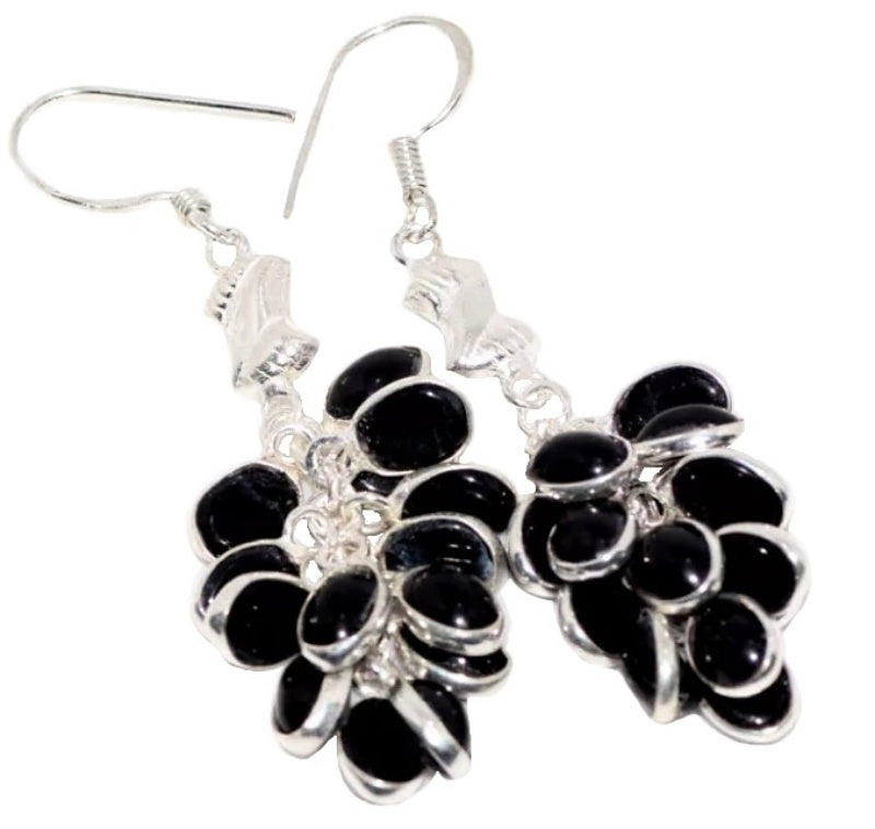 Handmade Black Onyx Gemstone .925 Silver Plated Earrings