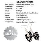 Handmade Black Onyx Gemstone .925 Silver Plated Earrings