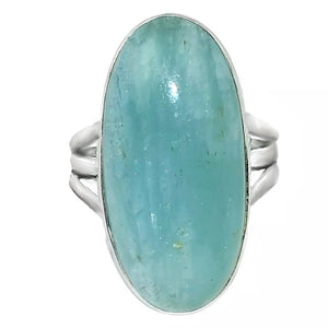 Natural Brazilian Aquamarine Oval Gemstone Solid .925 S/ Silver Ring Size 9.5