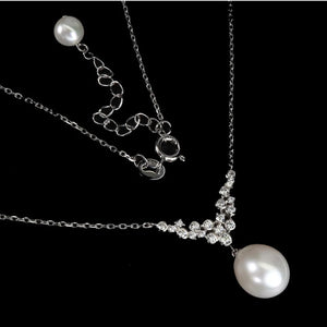 21.45 Cts Incredible Freshwater Pearl ,White Cz Solid. 925 Sterling Silver Necklace