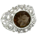 Indonesian Bali - Java Natural Smoky Topaz 100% .925 Solid Sterling Silver Ring Size 8.5