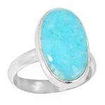 10 x 18 mm Natural Caribbean Larimar Oval Solid .925 Sterling Silver Ring Size 7.5 or P