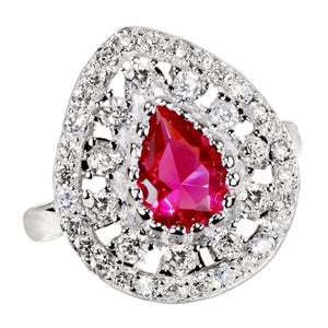 1.5 ct Ruby & White Topaz INSolid .925 Sterling Silver Ring Size 7/O