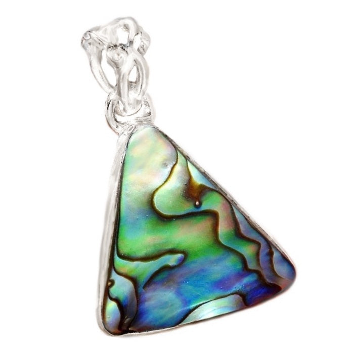 Natural New Zealand Abalone Shell Solid .925 Sterling Silver Pendant & 925 Chain