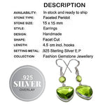 Handmade Peridot Gemstone .925 Sterling Silver Plated Earrings