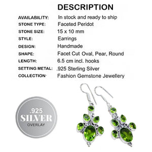 One of a Kind Faceted Peridot Gemstone .925 Sterling Silver Earrings