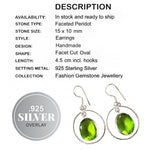 Faceted Peridot Oval Gemstone .925 Sterling Silver Plated Earrings