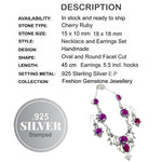 ndian Cherry Ruby Gemstone .925 Sterling Silver Necklace and Earrings Set