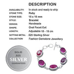 Natural Indian Cherry Red Ruby .925 Silver Plated Bracelet