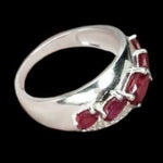 Earth mined Ruby & White Cubic Zirconia Solid .925 Sterling Silver Ring Size 7