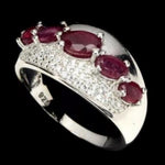 Earth mined Ruby & White Cubic Zirconia Solid .925 Sterling Silver Ring Size 7