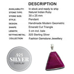 Natural Indian Cherry Ruby .925 Sterling Silver Pendant