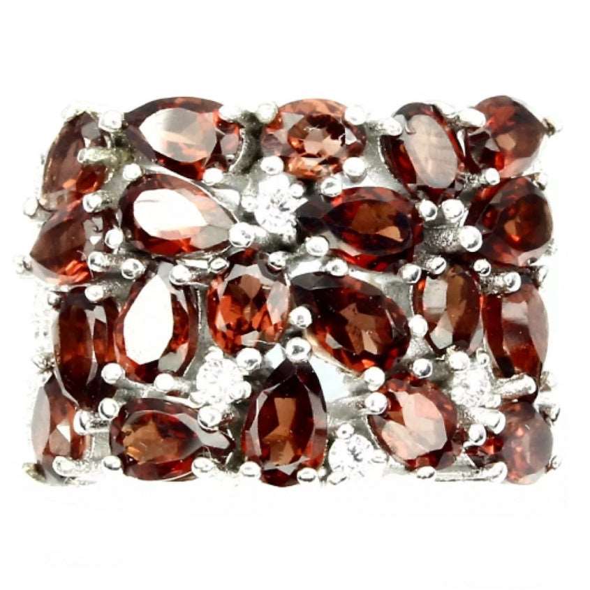 41.81 ct Natural Mozambique Garnet Solid 925 Sterling Silver Ring Size 5.5
