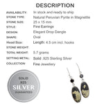 Peruvian Natural Golden Pyrite in Magnetite, Black Onyx set in Solid .925 Sterling Silver Earrings - BELLADONNA