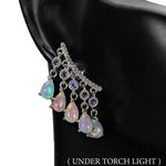 Natural Unheated Rainbow Ethiopian Fire Opal Tanzanite White Topaz Solid .925 Silver 14K White Gold Earrings